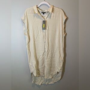 Eileen Fisher 100% Silk Full Button Down Collared Dress Size L NWT